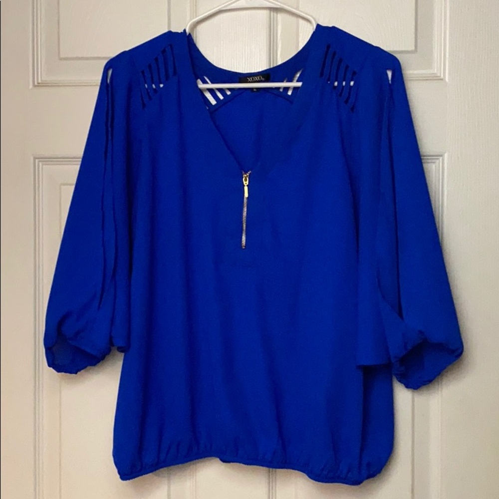 Royal Blue Cut Out Sleeve Top